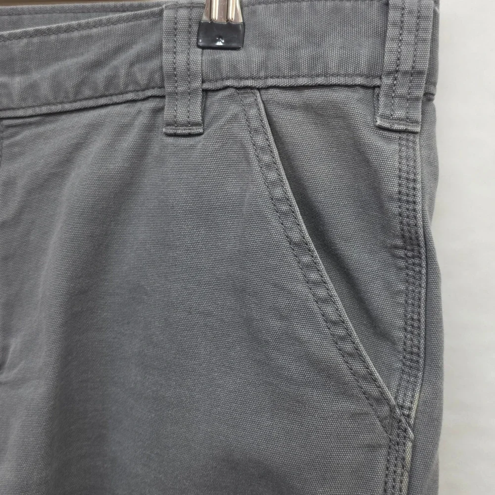 Carhartt Mens Gray Canvas Carpenter Work Shorts Utility Tool Pocket Relaxed 38